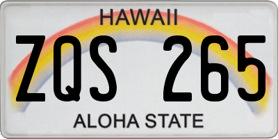 HI license plate ZQS265