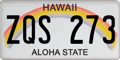 HI license plate ZQS273