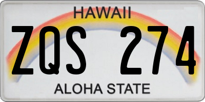 HI license plate ZQS274