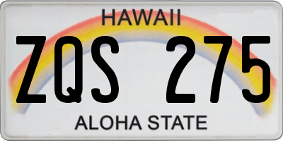 HI license plate ZQS275
