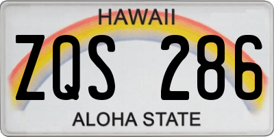 HI license plate ZQS286