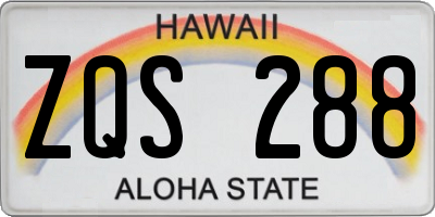 HI license plate ZQS288