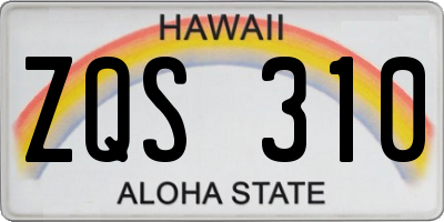 HI license plate ZQS310