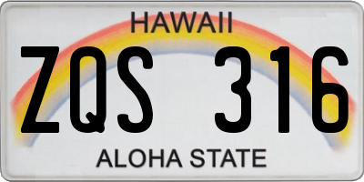 HI license plate ZQS316