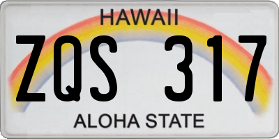 HI license plate ZQS317