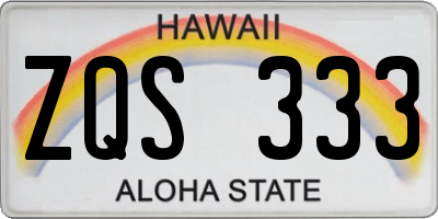 HI license plate ZQS333