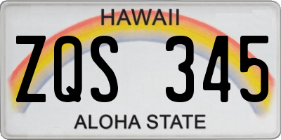 HI license plate ZQS345