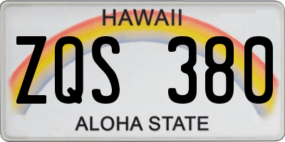 HI license plate ZQS380