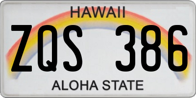 HI license plate ZQS386