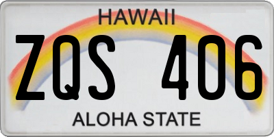 HI license plate ZQS406