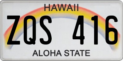 HI license plate ZQS416
