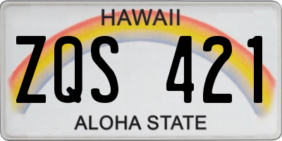HI license plate ZQS421