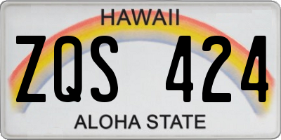 HI license plate ZQS424