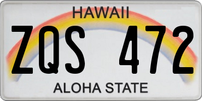 HI license plate ZQS472