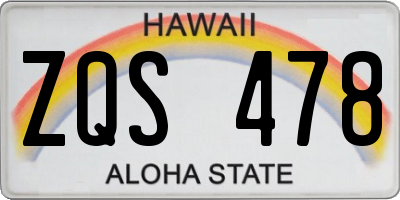 HI license plate ZQS478