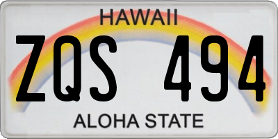 HI license plate ZQS494