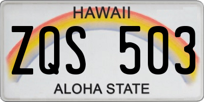 HI license plate ZQS503