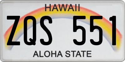 HI license plate ZQS551