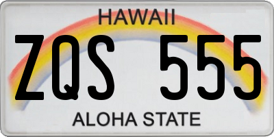 HI license plate ZQS555