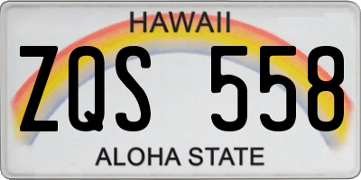 HI license plate ZQS558