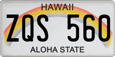 HI license plate ZQS560
