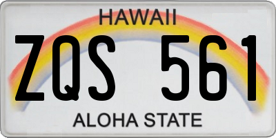 HI license plate ZQS561