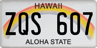HI license plate ZQS607