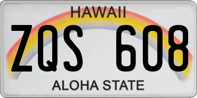 HI license plate ZQS608