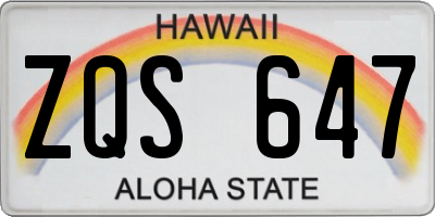HI license plate ZQS647