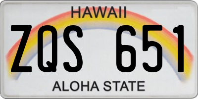HI license plate ZQS651