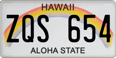 HI license plate ZQS654