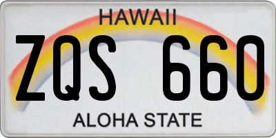 HI license plate ZQS660