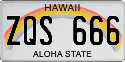 HI license plate ZQS666