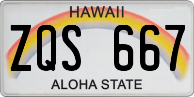 HI license plate ZQS667