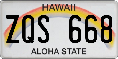 HI license plate ZQS668