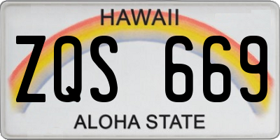 HI license plate ZQS669