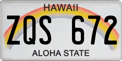 HI license plate ZQS672