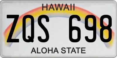 HI license plate ZQS698