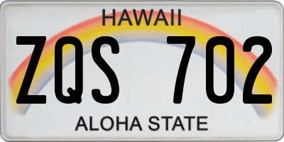 HI license plate ZQS702