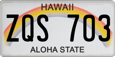 HI license plate ZQS703
