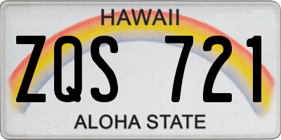 HI license plate ZQS721