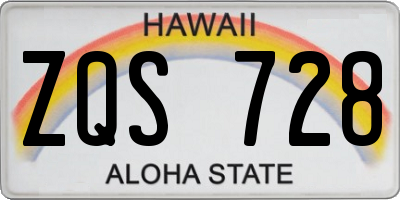 HI license plate ZQS728