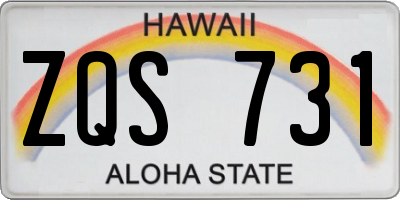 HI license plate ZQS731