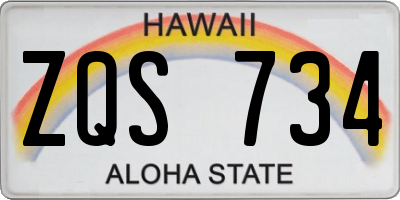 HI license plate ZQS734