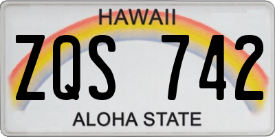 HI license plate ZQS742