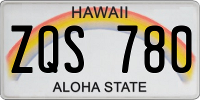 HI license plate ZQS780