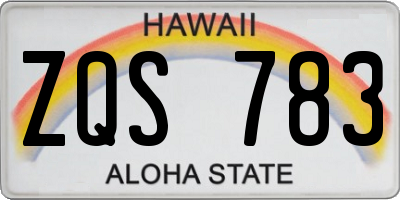 HI license plate ZQS783
