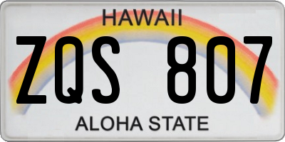 HI license plate ZQS807