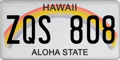 HI license plate ZQS808