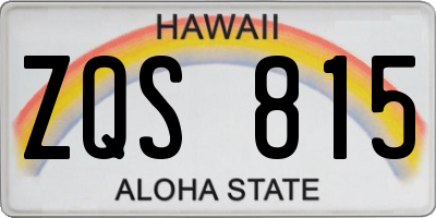 HI license plate ZQS815